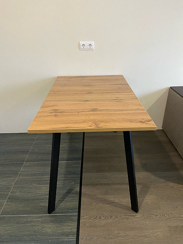 Стол Тринити Лофт 120 32 мм дуб галифакс табако / черный матовый фото покупателя 224