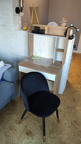 Стул на металлокаркасе Gabi 1 light blue / black / gold фото покупателя 330