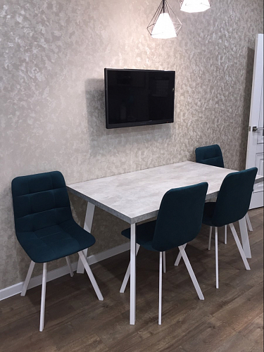 Стул на металлокаркасе Чилли синяя ткань / белый фото покупателя 1461