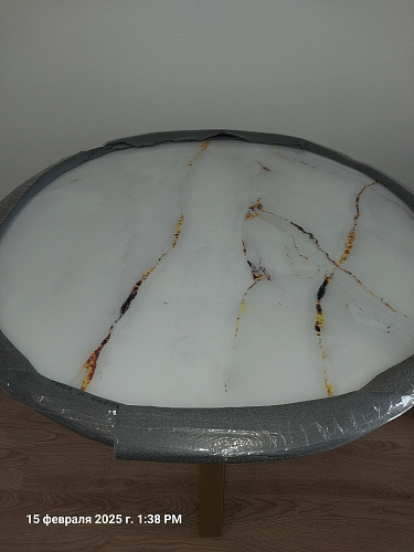 Стеклянный стол Норфолк d100 белый мрамор / черный фото покупателя 17