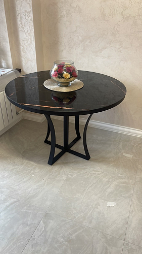 Стеклянный стол Нейтон обсидиан / черный фото покупателя 5