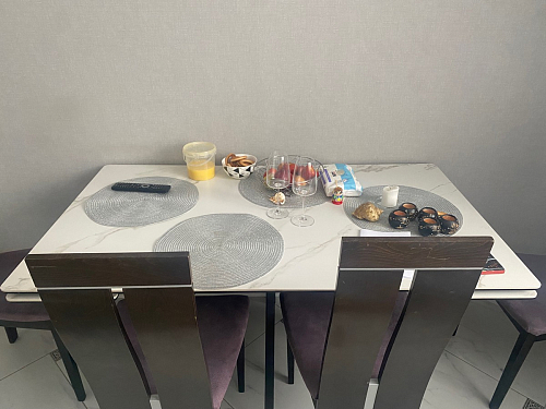 Керамический стол Вилли 140(200)х80 белый мрамор snow white / черный фото покупателя 7