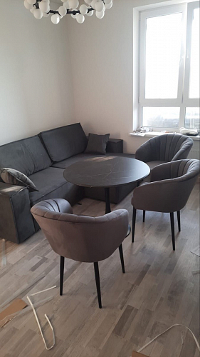 Стол Тулип 90х73 белый мрамор / золото фото покупателя 4