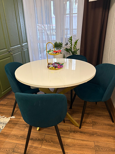 Стул на металлокаркасе Gabi 1 light blue / black / gold фото покупателя 636