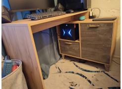 Письменный стол Эго Ст-2 на ножках дуб крафт золотой / камень темный фото покупателя 1