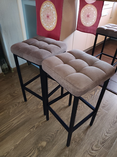 Барный стул Лофт ткань канди крем / черный матовый фото покупателя 215