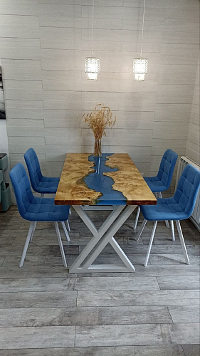 Стул на металлокаркасе Чилли синяя ткань / белый фото покупателя 21