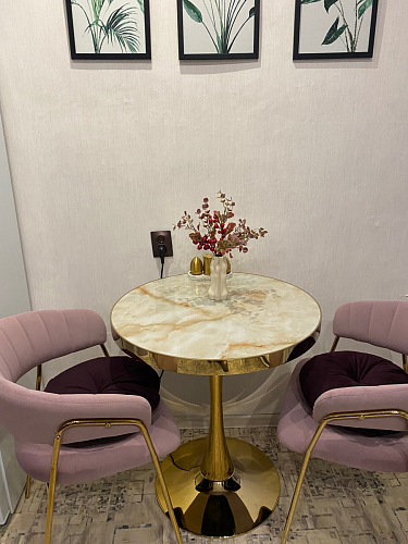 Деревянный стол Dorian 70x75 бежевый / золотой фото покупателя 7