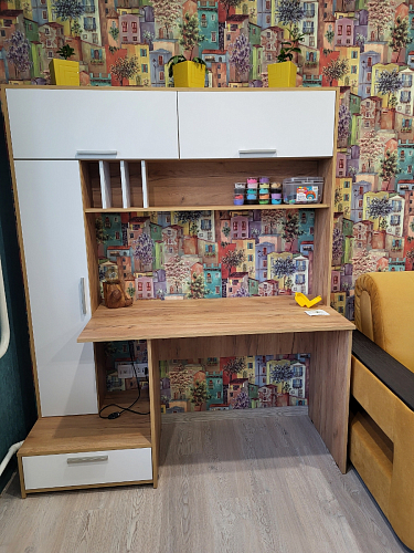 Письменный стол Лайт 03.243 дуб золотой (craft) / белый премиум фото покупателя 157