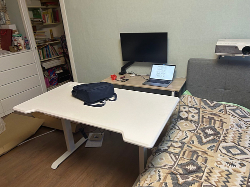 Компьютерный стол Маркос с механизмом подъема 120х75х75 орех кантри / белый фото покупателя 35