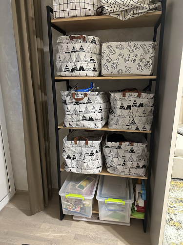 Стеллаж Бервин 5 серый / каркас черный фото покупателя 2