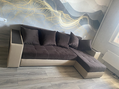 Диван угловой Дубай правый микровельвет бордовый фото покупателя 1