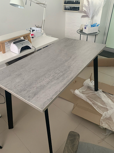 Стол Тринити Лофт 120 32 мм бетон / черный матовый фото покупателя 194