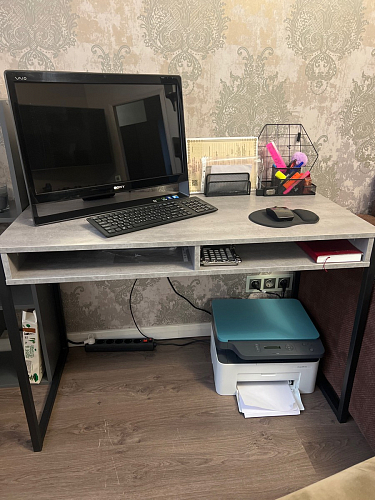 Письменный стол Леон Лофт черный матовый / дуб вотан фото покупателя 75