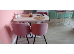 Стул на металлокаркасе Gabi 1 бежевый / черный с серебряными наконечниками фото покупателя 746