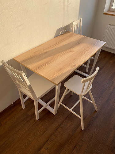 Деревянный стол Барон О 200 х 90 белая пленка шагрень / черный фото покупателя 17