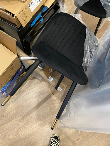 Стул на металлокаркасе Gabi 1 light blue / black / gold фото покупателя 546