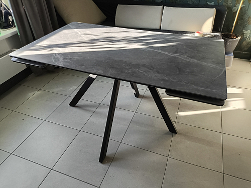 Керамический стол Вилли 140(200)х80 серый мрамор larka grey / черный фото покупателя 40