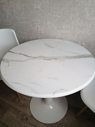 Стол Тулип 80х73 мрамор черный / белый фото покупателя 133