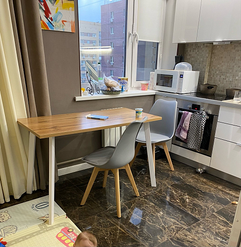 Стол Тринити Лофт 140 25 мм дуб делано темный / белый фото покупателя 53