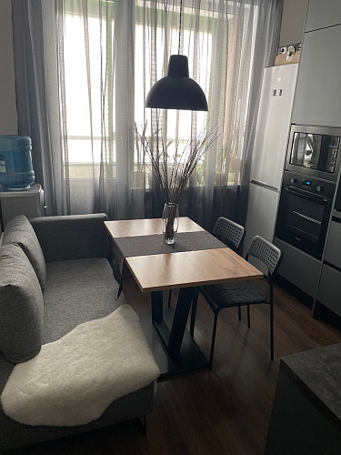 Стол на тумбе Мичиган Лофт 110х70 25 мм дуб делано темный / черный матовый фото покупателя 8