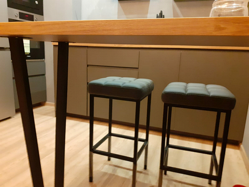 Барный стул Лофт кожзам темно-серый / черный матовый фото покупателя 131