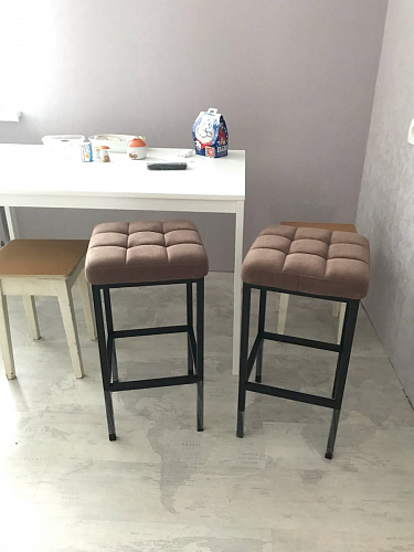 Барный стул Лофт ткань канди крем / черный матовый фото покупателя 53