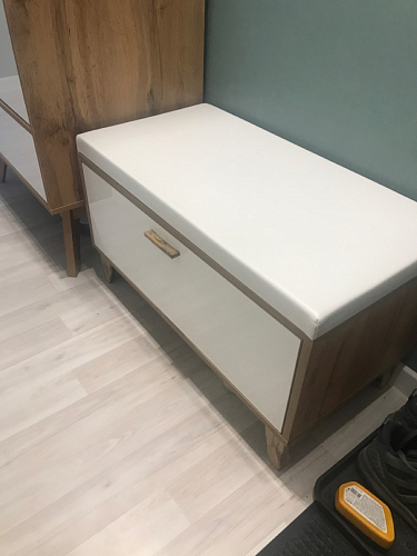 Обувница Эго Об-1 на ножках бетон светлый / белый глянец фото покупателя 7