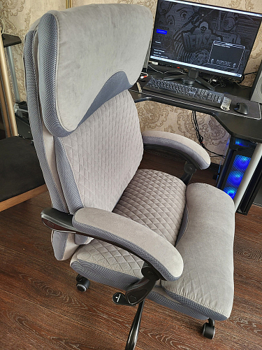 Компьютерное кресло Chief Metalbl/Чиф Металбл серый велюр фото покупателя 2