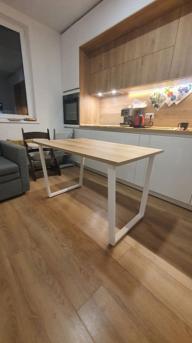 Стол Тринити Лофт 140 25 мм дуб делано темный / белый фото покупателя 116