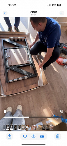 Стол на тумбе Эудес дуб галифакс табак / черный фото покупателя 5