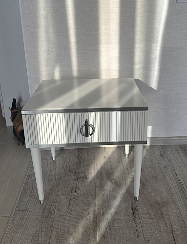 Прикроватная тумба Rimini белый / серебро фото покупателя 1