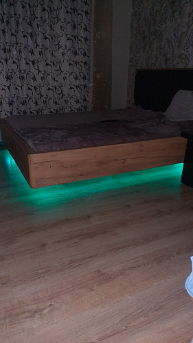 Двуспальная кровать Клауд 160х200 парящая дуб крафт золотой / антрацит фото покупателя 158