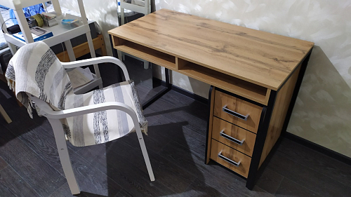 Письменный стол Леон Лофт черный матовый / дуб вотан фото покупателя 3