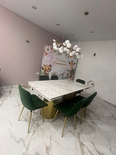 Керамический стол Готланд 160(220)х90х79 белый мрамор / черный фото покупателя 8