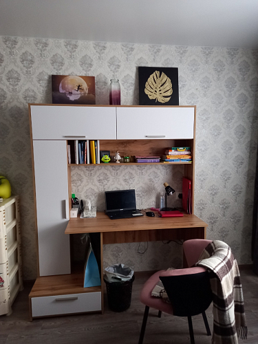 Письменный стол Лайт 03.243 дуб золотой (craft) / белый премиум фото покупателя 103