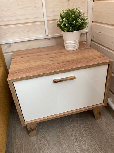 Прикроватная тумба Эго Т-5 на ножках дуб крафт золотой / белый глянец фото покупателя 6