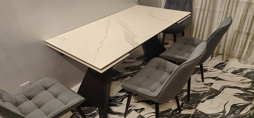 Керамический стол Ливи 140(200)х80х78 серый мрамор / черный фото покупателя 14