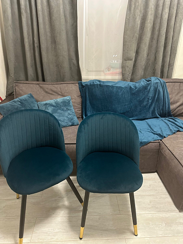 Стул на металлокаркасе Gabi 1 light blue / black / gold фото покупателя 186