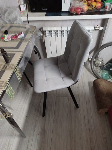 Стул на металлокаркасе Чилли К светло-серый велюр / черный каркас фото покупателя 436