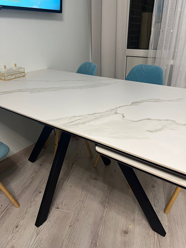 Керамический стол Вилли 140(200)х80 серый мрамор larka grey / черный фото покупателя 31