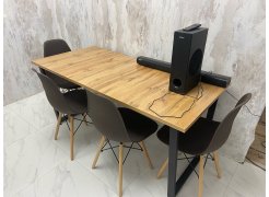 Деревянный стол Лота Лофт 120(160)х75 черный матовый / бетон светлый фото покупателя 133