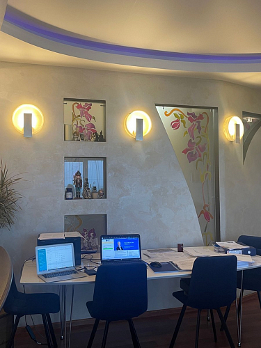 Стул на металлокаркасе Чилли синий / белый фото покупателя 929