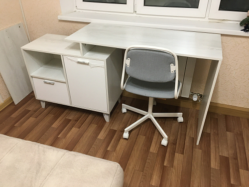 Письменный стол Эго Ст-2 на ножках дуб крафт золотой / белый глянец фото покупателя 11