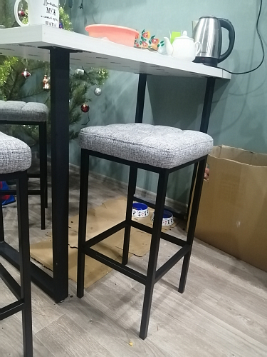 Барный стул Лофт кожзам темно-серый / черный матовый фото покупателя 185