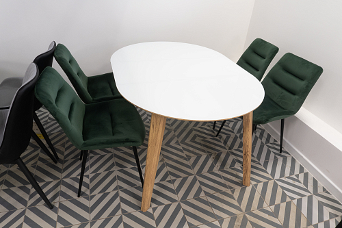 Стеклянный стол Семвэлл белый / дуб монтана из шоурума 1