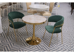 Деревянный стол Dorian 70x75 бежевый / золотой из шоурума 1