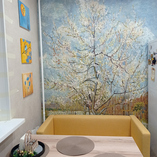 Стеклянный стол Фостер 120(160)х120х76 белый мрамор / черный фото покупателя 74