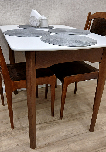 Деревянный стол Caterina/Катерина 100-130x70x75 айвори вайт / бук фото покупателя 6