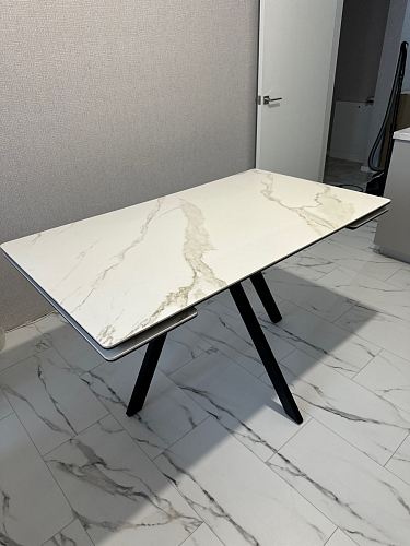 Керамический стол Вилли 140(200)х80 серый мрамор larka grey / черный фото покупателя 13